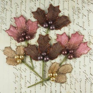 Prima 544058 Antique Mistletoe Jeweled Embellishments, Raspberry Mocha