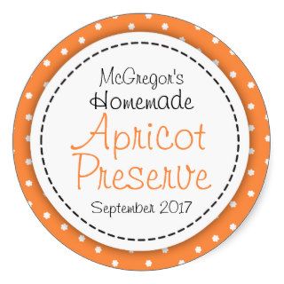Round apricot preserve jam orange food label stickers