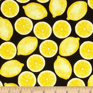 Kanvas Maine Attractions Lemons On Black Fabric By The YD