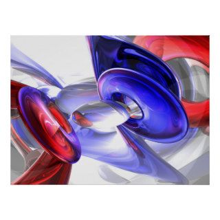 Red, White and Blue Abstract Poster