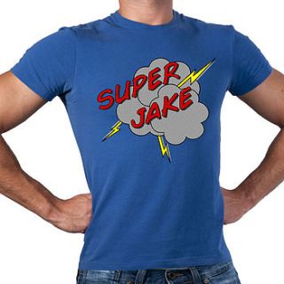 personalised men's superhero t shirt by flaming imp