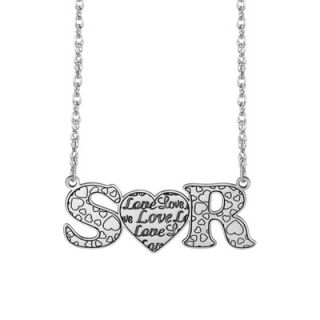 Personalized Couples Initial Heart Necklace in Sterling Silver (2