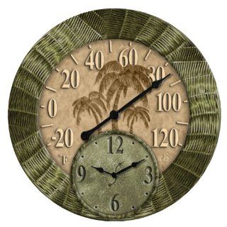 MetalWorks 14" Island Breeze Combo Thermometer Clock   91545   Outdoor Clocks