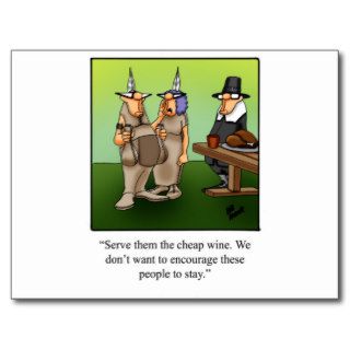 Funny Thanksgiving Wine Cartoon Gift Postcard
