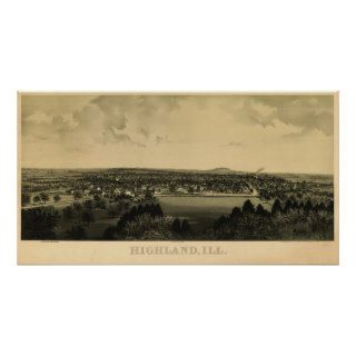 Highland Illinois 1894 Antique Panoramic Map Print