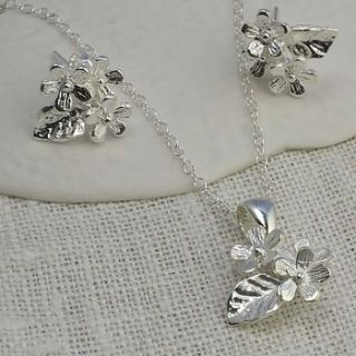 silver forget me not necklace and earring set by martha jackson