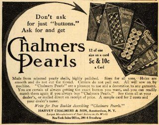 1911 Ad Harvey Chalmers & Son Pearls Buttons Amsterdam   Original Print Ad  