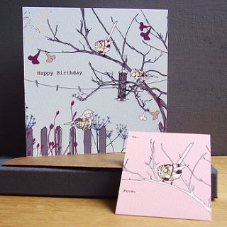 personalised feeding birds birthday card by littlebirdydesigns