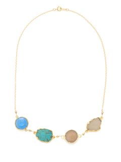 Turquoise Slice & Druzy Jasper Station Necklace by Alanna Bess Jewelry