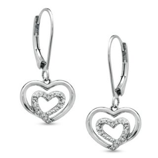The Shared Heart™ 1/10 CT. T.W. Diamond Heart Drop Earrings in