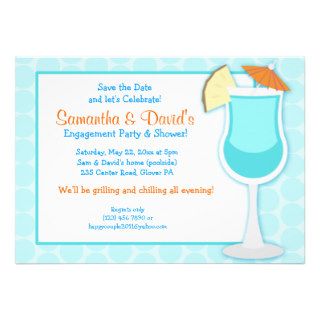 Tropical Blue Drink 5x7 Bridal Shower Invite