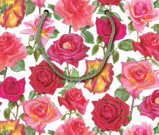 Entertaining with Caspari Rose Garden Paper Gift Bag, Large, 1 Count   Home Decor Products