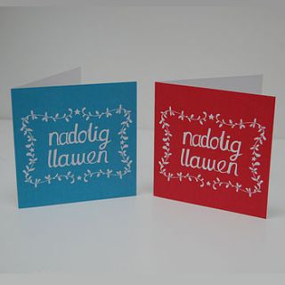 nadolig welsh christmas cards, six pack by adra