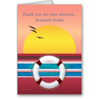 Assistant Waiter   Thank you   Cruise Ship Greeting Card