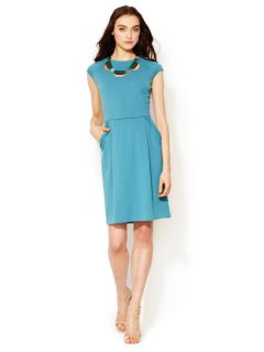 Pleated Knit Cap Sleeve Dress by OneForty8 by Lafayette 148 New York