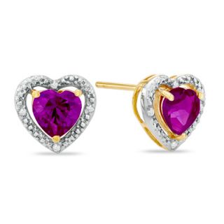 0mm Heart Shaped Lab Created Alexandrite and Diamond Accent Heart