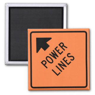 Power Lines Construction Zone Highway Sign Fridge Magnets