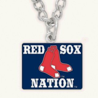 Boston Red Sox Nation Silver Tone Chain Necklace  Sports Fan Necklaces  Sports & Outdoors