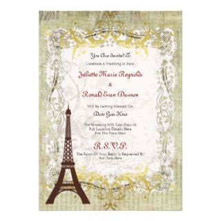 Paris Romantic Vintage Style Wedding Announcements