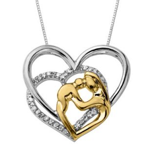10 CT. T.W. Diamond Motherly Love Heart Pendant in Sterling Silver