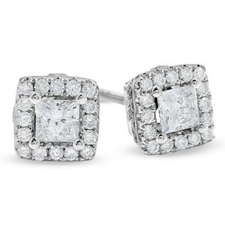 Celebration 102® 1 CT. T.W. Princess Cut Diamond Framed Stud Earrings