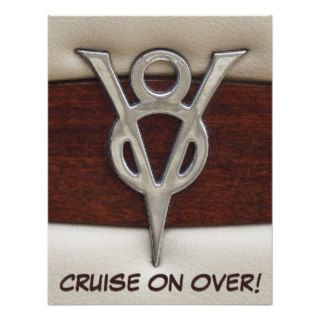 Men Birthday V8 Chrome Emblem Car Theme Personalized Invitations