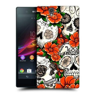 Head Case Designs Orange Florid Of Skulls Hard Back Case Cover For Sony Xperia Z C6603 Cell Phones & Accessories