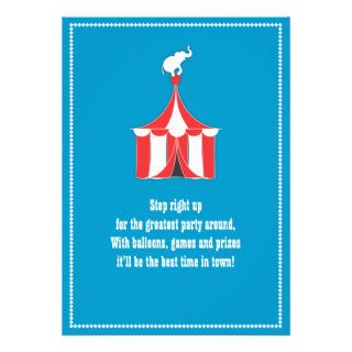 Circus Tent & Elephant Kids Birthday Party Custom Invites