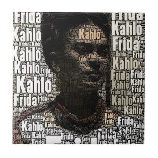 Frida Kahlo Lettering Portrait Ceramic Tile