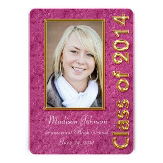 Pink and Gold Faux Glitter Photo Graduation Custom Announcements