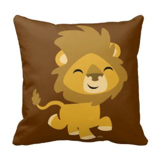 Almohada feliz linda del león del dibujo animado de