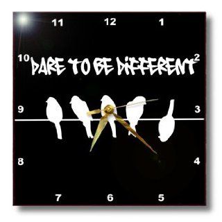 dpp_113166_2 InspirationzStore Inspirational Quotes   Black Birds on a wire   Fun Dare to be different humor   funny silhouette cool graffiti   humorous   Wall Clocks   13x13 Wall Clock  