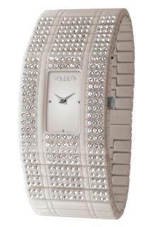 Haurex GX368DGG  Watches,Womens Honey White Swarovski Crystal White Dial White Plastic, Casual Haurex Quartz Watches