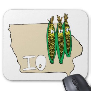 Iowa IO Map & Corn Husker Cartoon Mousepad