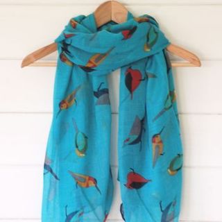 turquoise colourful birdy scarf by penelopetom direct ltd