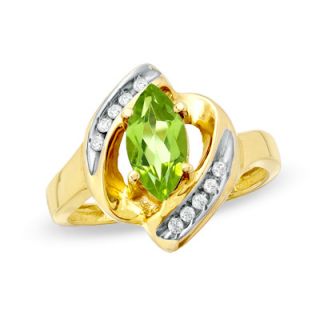 Marquise Peridot and Diamond Accent Ring in 10K Gold   Zales
