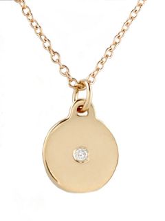 Gold Circle & Diamond Pendant Necklace by Lizzie Scheck