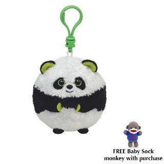 TY Beanie Ballz   (Plastic Key Clip) BONSAI the Panda w/Free Baby Sock Monkey Toys & Games