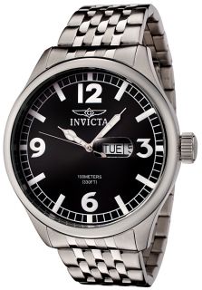 Invicta 0371  Watches,Mens Invicta II Black Dial Stainless Steel, Casual Invicta Quartz Watches