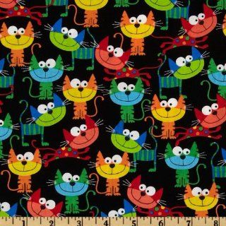 Timeless Treasures Silly Cats Black Fabric