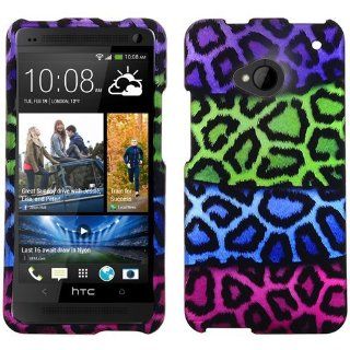 Purple Green Blue Hot Pink Leopard Cheetah Hard Case Cover For HTC One M7 with Free Pouch Cell Phones & Accessories
