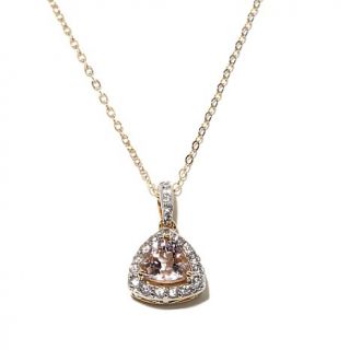 Victoria Wieck .9ct Peach Morganite and White Zircon 14K Pendant with 18" Chain