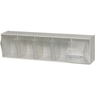 Quantum Storage Clear Tip Out Storage Bin — 5 1/4in. x 23 5/8in. x 6 1/2in. Size, White, 5-Bin System  Tip Out Bins