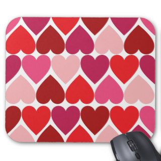 Bold Modern Valentine Hearts Red Pink Mouse Pads