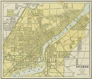 Cram 1892 Antique Street Map of Toledo, Ohio  Wall Maps 