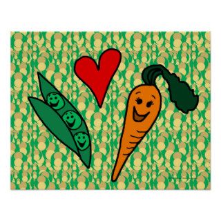 Peas Love Carrots, Cute Green and Orange Design Print