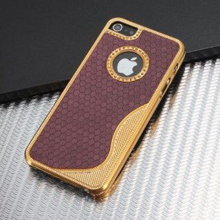 Luxury Deluxe Gold Chrome S Line Back Hard Case Cover for Iphone 5 5g (purple) Cell Phones & Accessories