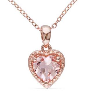 0mm Heart Shaped Morganite Pendant in Rose Rhodium Plated Sterling
