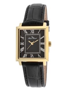 Womens Bianco Gold & Black Rectangular Watch by Lucien Piccard Watches