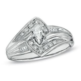 CT. T.W. Marquise Diamond Bypass Ring in Platinaire®   Zales